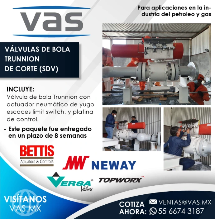Paquete integral de válvulas SDV de bola Trunnion con panel de control para aplicaciones críticas de petróleo y gas