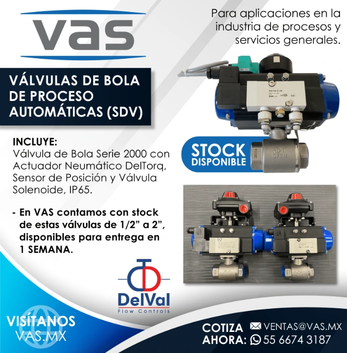 Válvulas de bola automáticas SDV de entrega inmediata para servicios generales de automatización industrial