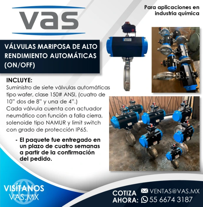 Paquete de válvulas industriales especializadas y automatizadas para el manejo seguro de butano y butileno
