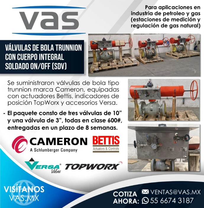 Suministro de válvulas SDV de seguridad automatizadas para proyectos críticos e infraestructura de gas natural