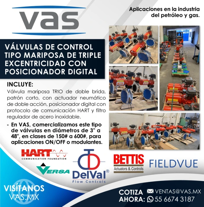 Válvulas SDV de bola Trunnion DelVal con accesorios Versa y Topworx para sistemas de quemadores en refinerías de Pemex