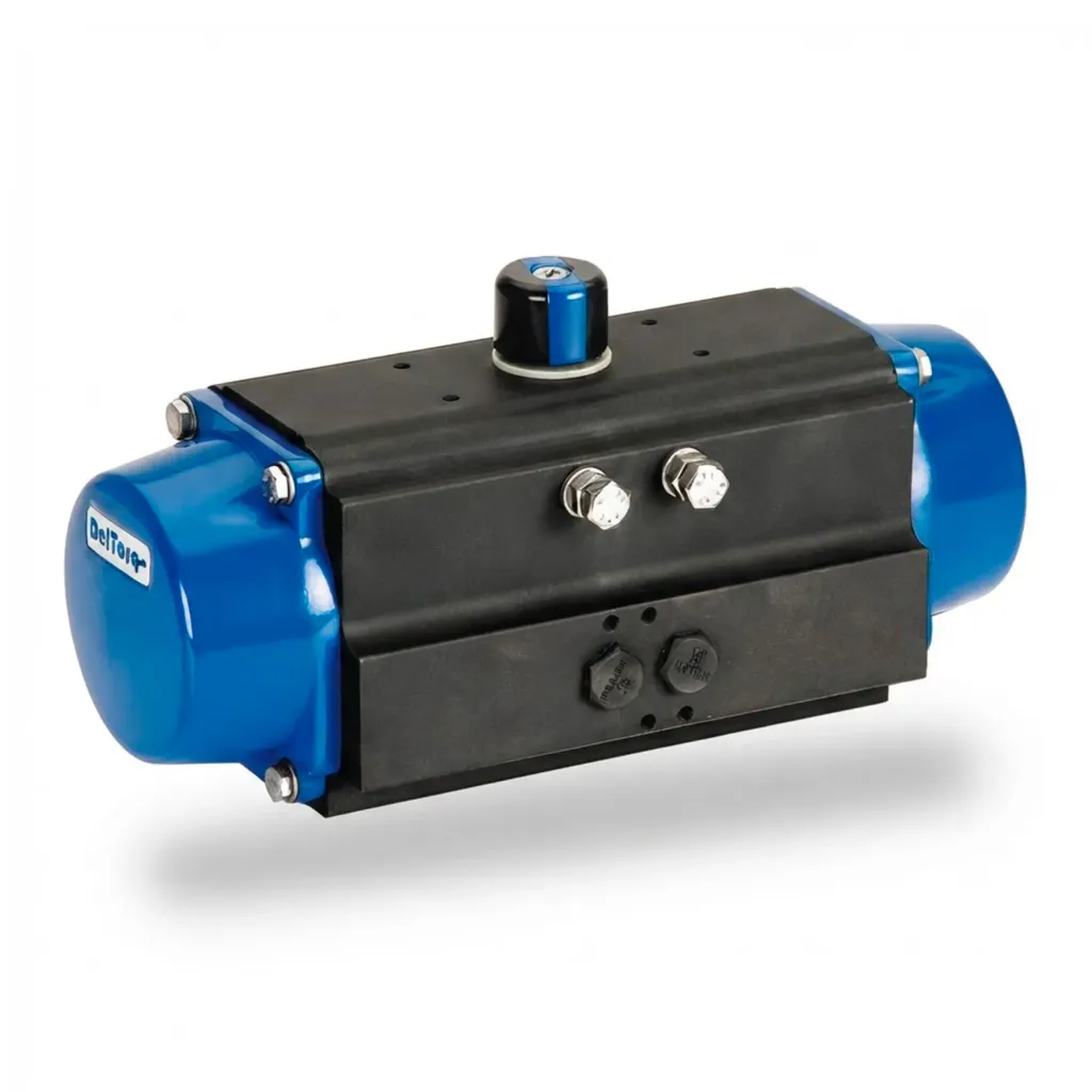 Actuador Neumático Doble Acción DelVal | Piñón y Cremallera, NAMUR, ISO 5211 (F07/F10), IP68 - 2110000SXXX0