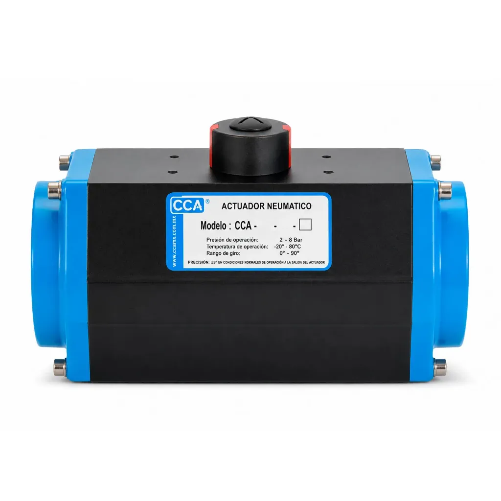 [CCA-210-SR12] Actuador Neumático Piñón y Cremallera 1/4 Vuelta CCA 210mm | Simple Acción (12 Resortes), ISO 5211, NAMUR - CCA-210-SR12