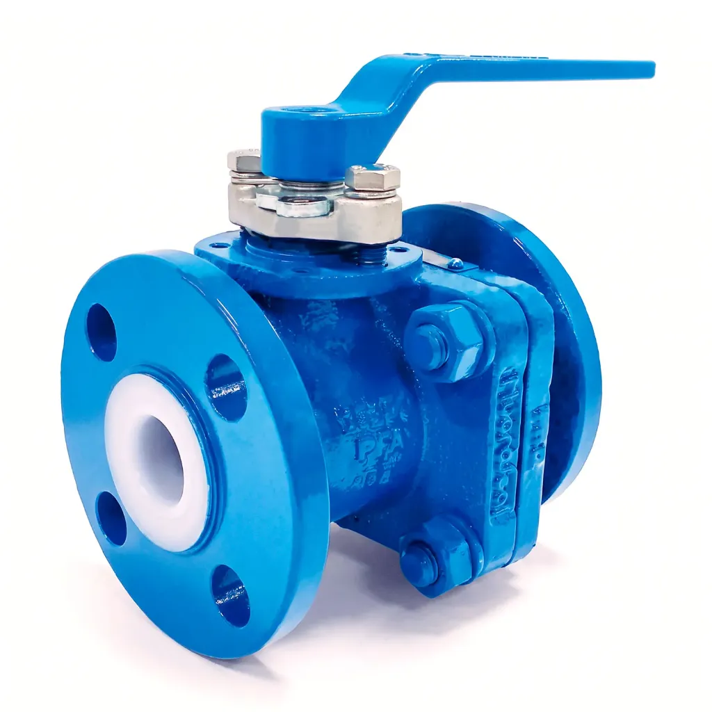 [VBX01R01DRTMU] Válvula de Bola Revestida de PFA 1" FluoroSeal Clase 150# Bridada RF | Hierro Dúctil, SS304/PFA - 1"BL2-F152F/W-DI/304-PFA-3