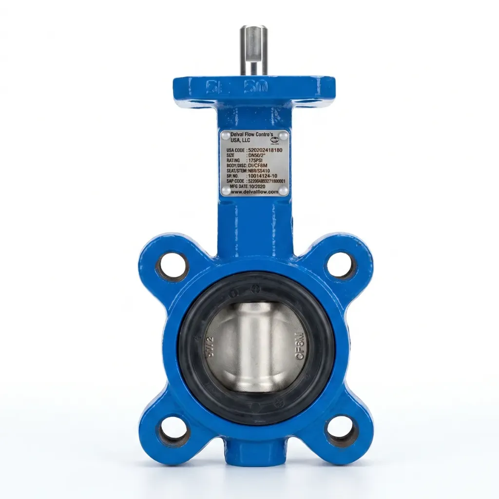 [VMA02L17DZB9L] Válvula Mariposa Tipo Lug 2" DelVal 175 PSI | Cuerpo de Hierro, Disco Inox 316, Asiento de Buna-N DelVal