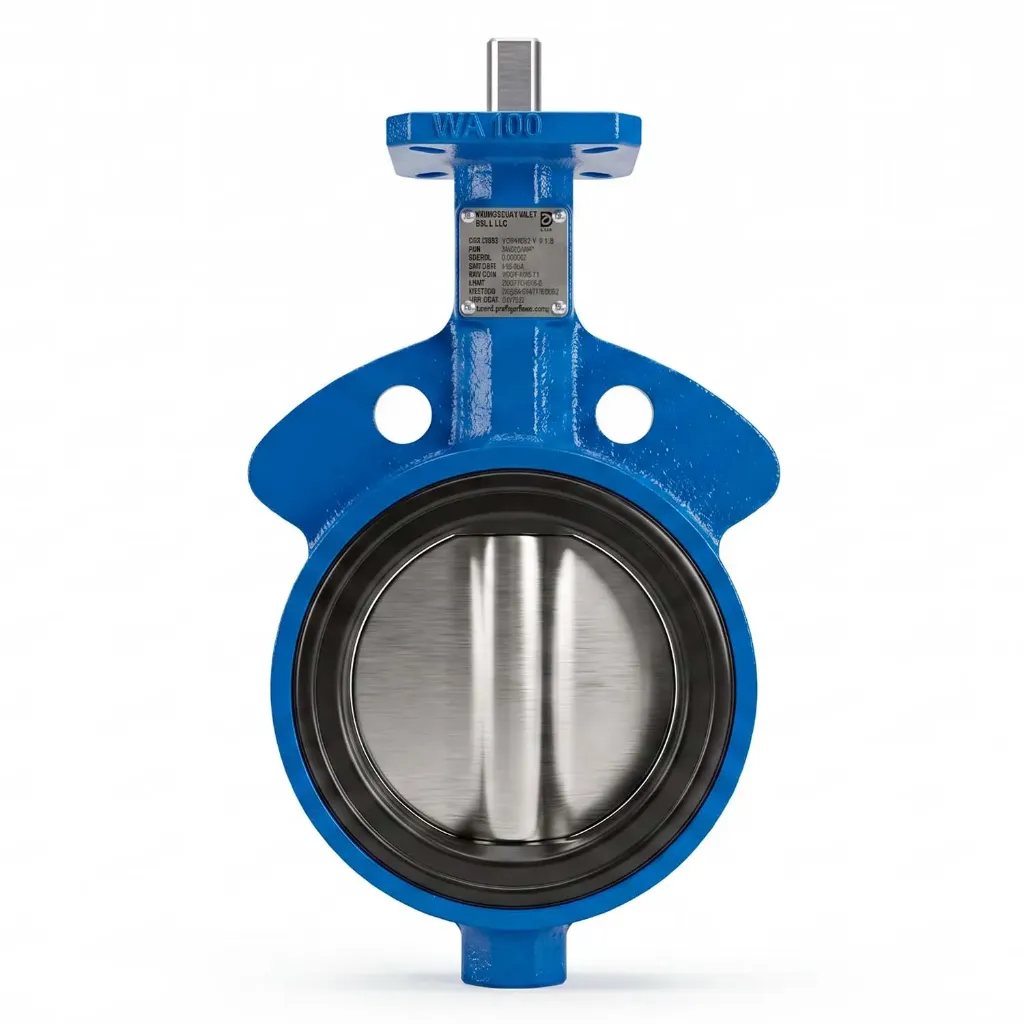 [VMA04W19DDB9L] Válvula Mariposa Tipo Wafer 4" DelVal 200 PSI Clase PN14 | Cuerpo de Hierro, Disco Super Duplex, Asiento de Buna-N - 50040281B4B0