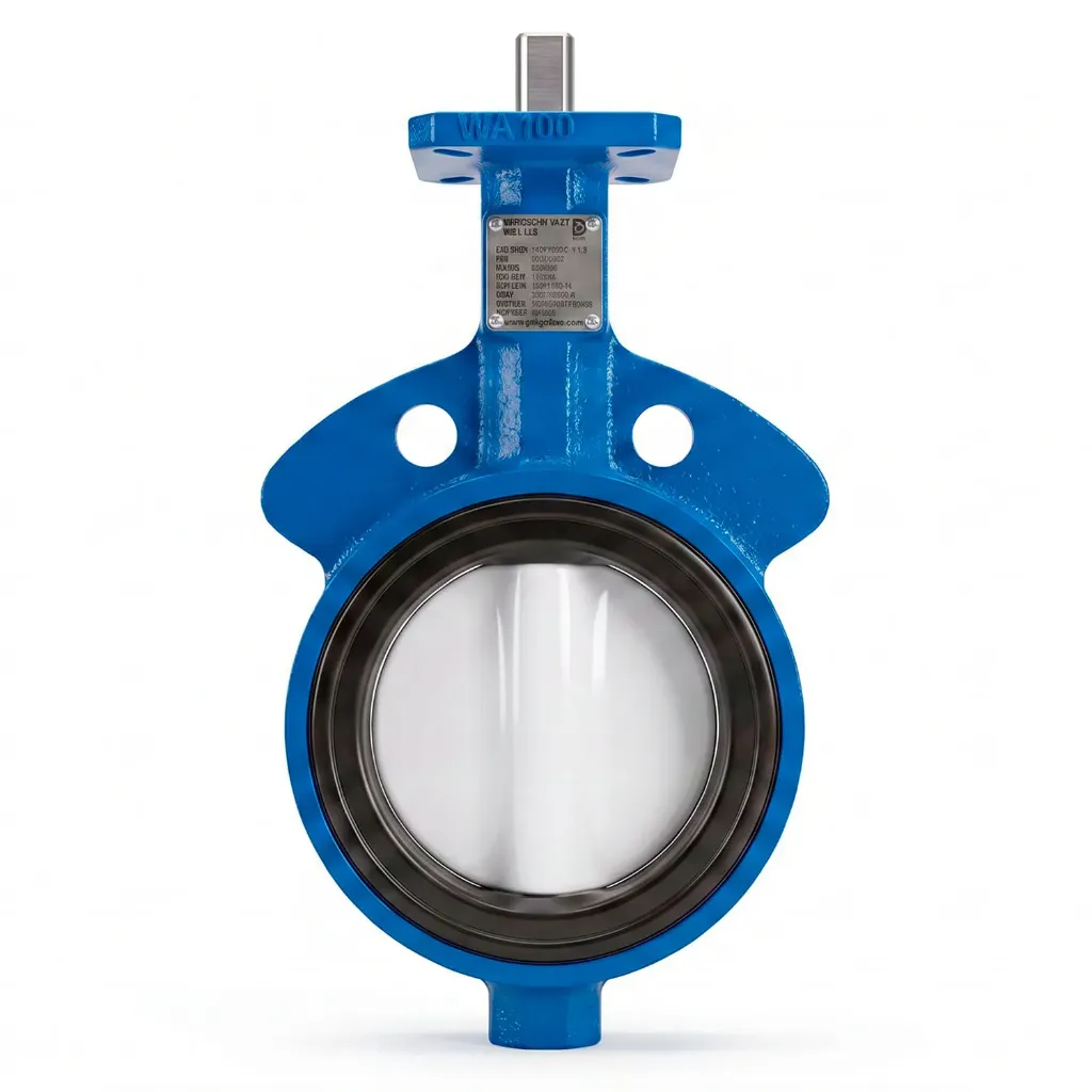 [VMA06W17CHE9L] Válvula Mariposa Tipo Wafer 6" DelVal 175 PSI | Cuerpo de Hierro, Disco con Recubrimiento de Nylon, Asiento EPDM - 50060111E1B0