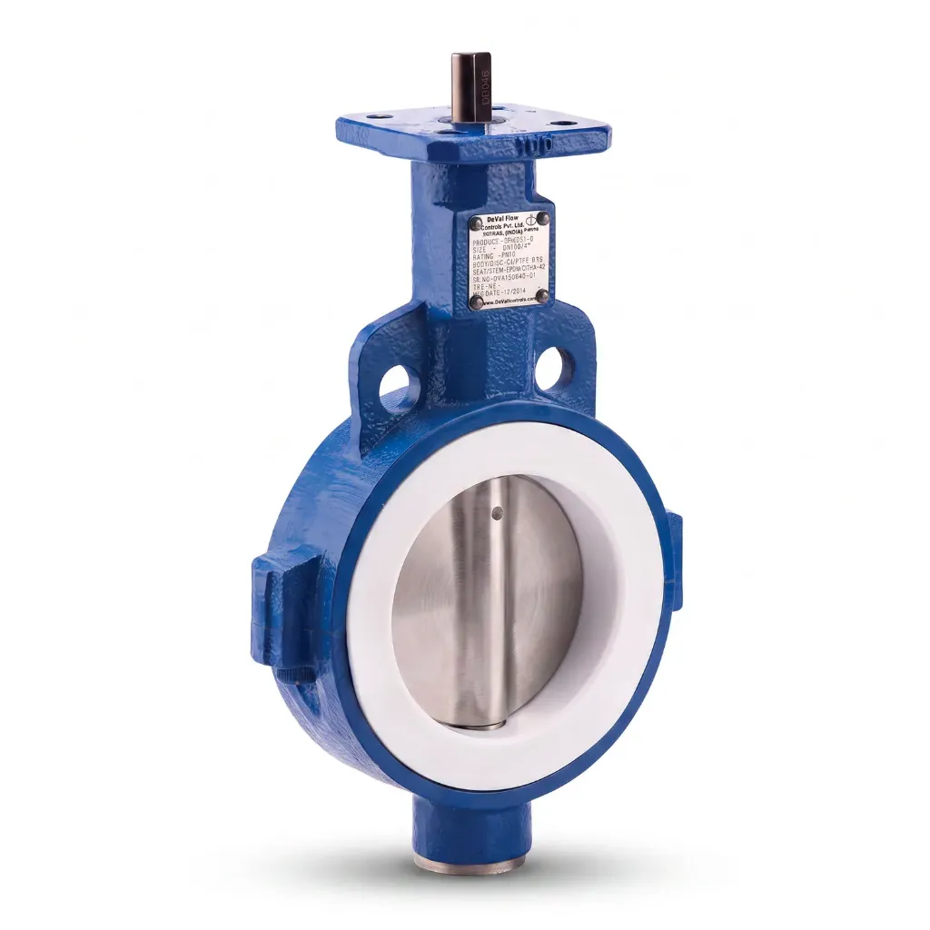Válvula Mariposa Tipo Wafer 4" DelVal 150 PSI | Disco de Acero Inoxidable, Asiento PTFE, Cuerpo de Hierro - 42040242T2B0