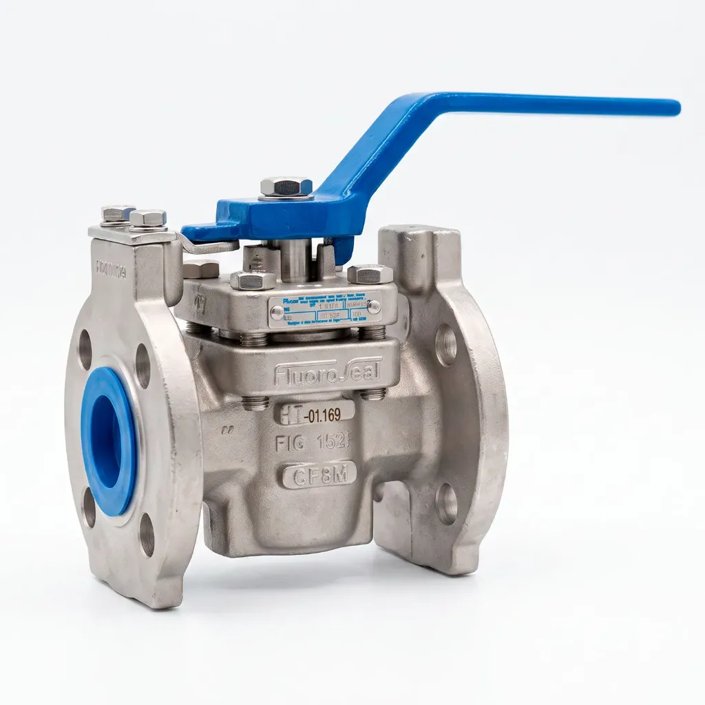 [VHN15R01ZZTMU] Válvula Macho Auto-lubricada 1-1/2" FluoroSeal Clase 150# Bridada RF | SS316, Camisa PTFE - 1 1/2"R152F/WL-316/316-3-P